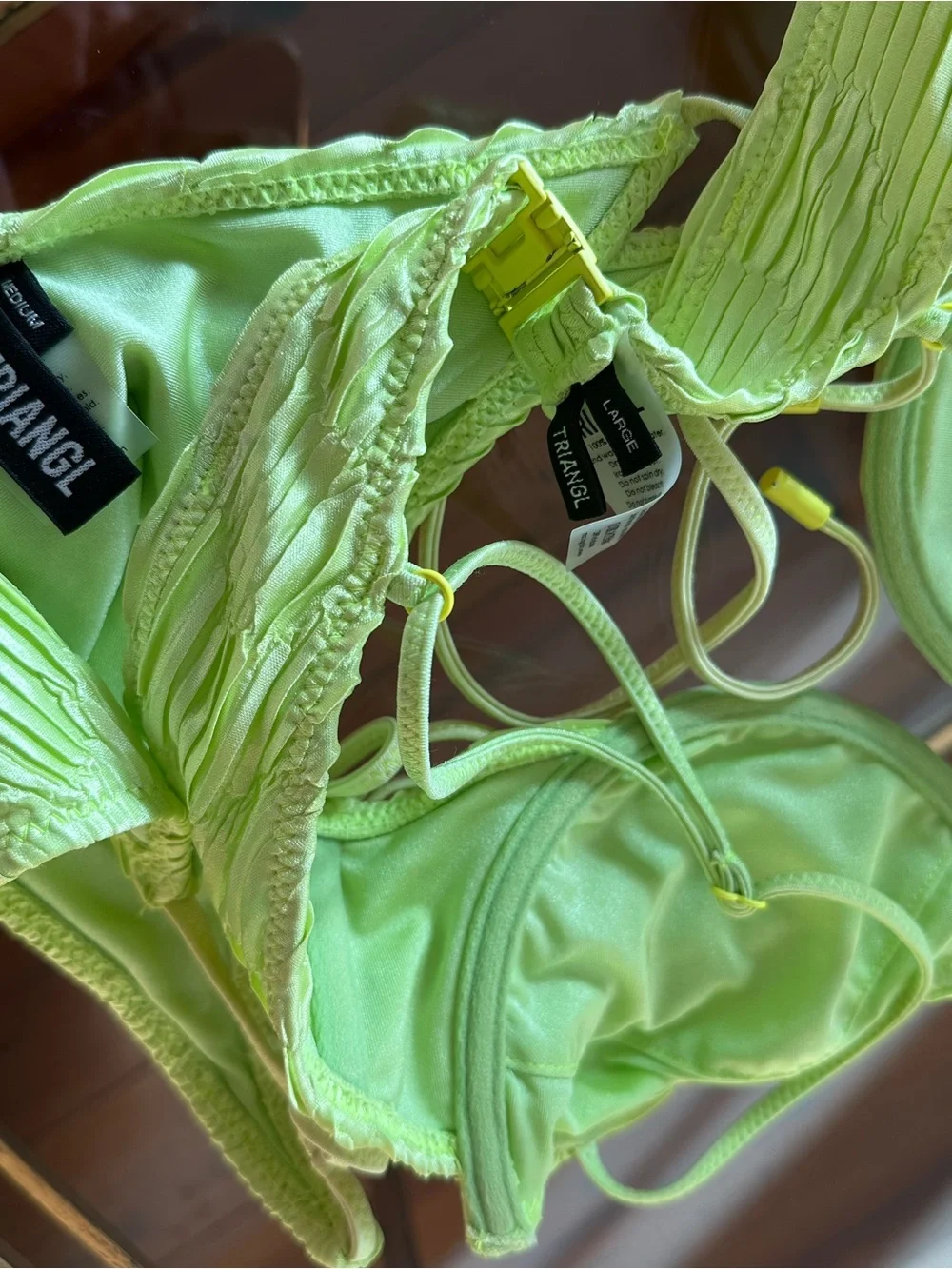 Triangl Neon Green Textured Two-Piece Bikini Set